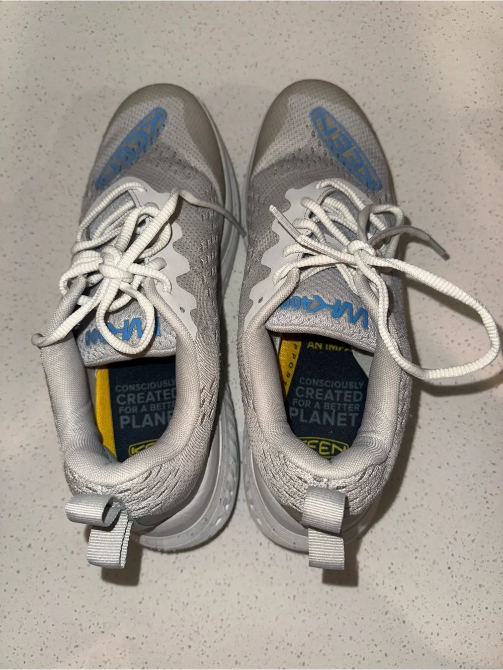Keen Women's WK400 Light Gray Athletic Walking Shoes Vapor Grey/ Azul Blue